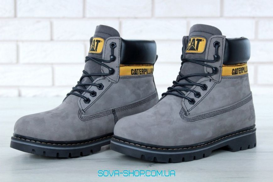 Мужские зимние ботинки CATERPILLAR CLASSIC PREMIUM NUBUCK GREY (С МЕХОМ) фото