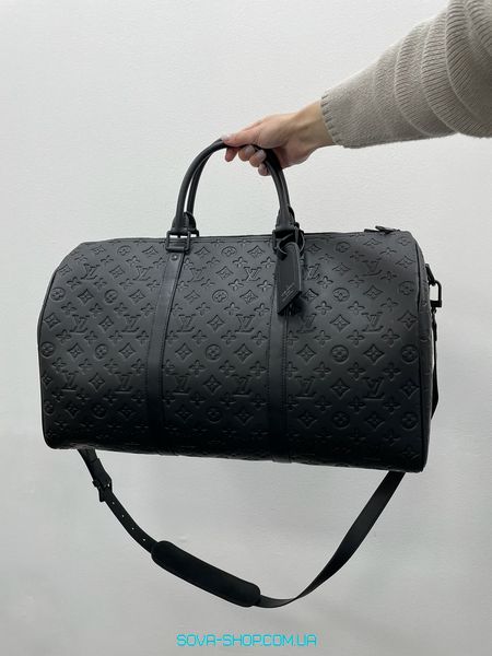 Унисекс сумка Louis Vuitton Keepall Bandouliere 50 Monogram Shadow Black in Embossed Leather Premium фото