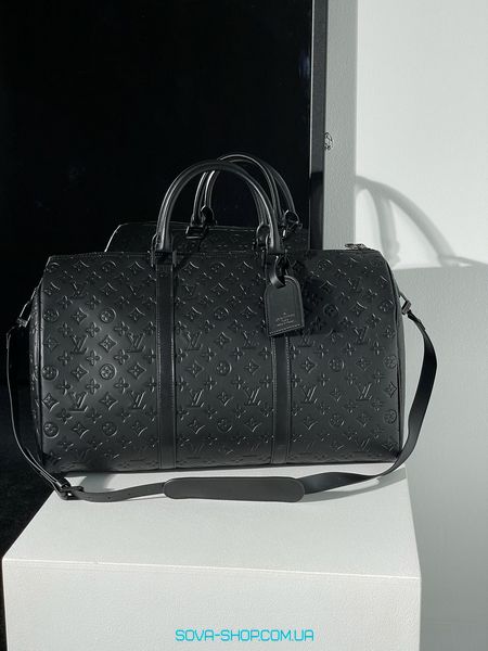 Унисекс сумка Louis Vuitton Keepall Bandouliere 50 Monogram Shadow Black in Embossed Leather Premium фото