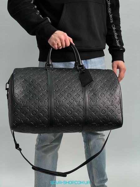 Унисекс сумка Louis Vuitton Keepall Bandouliere 50 Monogram Shadow Black in Embossed Leather Premium фото