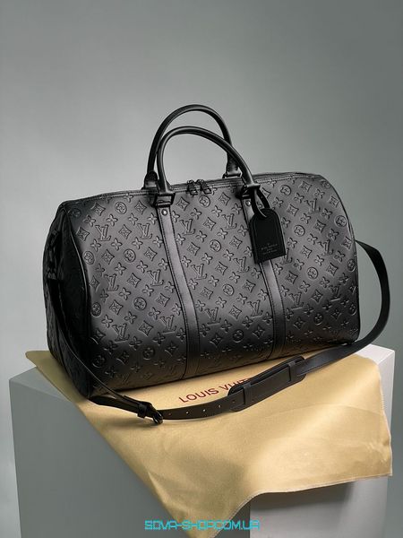 Унисекс сумка Louis Vuitton Keepall Bandouliere 50 Monogram Shadow Black in Embossed Leather Premium фото