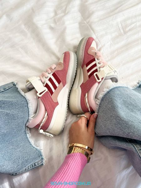Жіночі кросівки Adidas Forum x Bad Bunny "White Pink" Premium фото