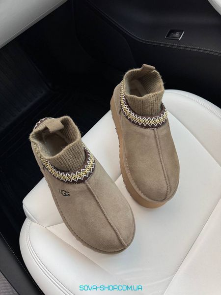 Жіночі зимові ботинки UGG Tazz Platform Sock Khaki PREMIUM фото
