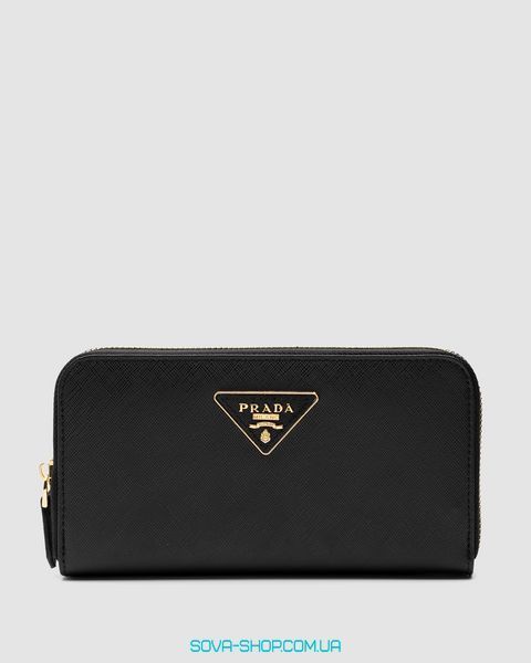 Гаманець Prada Leather Round Zippy Long Wallet Nero Black Premium фото