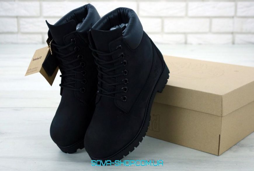 Зимові жіночі ботинки (БЕЗ хутра) Timberland CLASSIC PREMIUM NUBUCK WATERPROOF BLACK фото