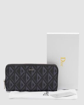 Кошелёк Christian Dior Zipped Long Wallet Grey Diamond Canvas Premium фото