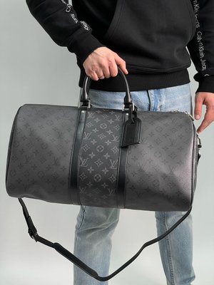 Унісекс сумка Louis Vuitton Keepall Bandouliere Reverse Monogram Eclipse Canvas 50 Black Premium фото