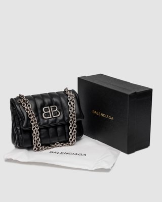 Жіноча сумка Balenciaga Monaco Mini Chain Bag Black/Silver Premium фото