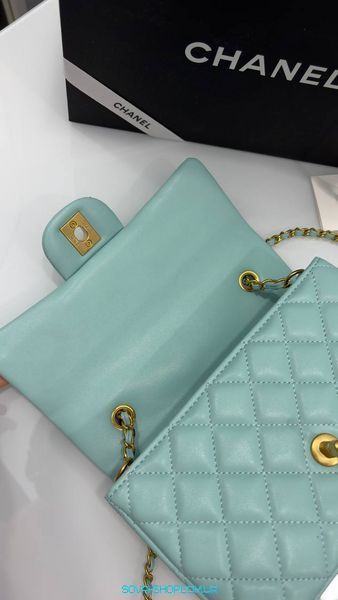 Женская сумка Chanel Classic 1.55 Medium Double Flap Tiffany with Gold Hardware Premium фото