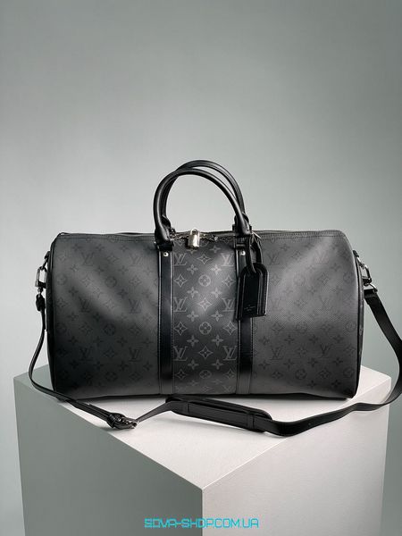 Унісекс сумка Louis Vuitton Keepall Bandouliere Reverse Monogram Eclipse Canvas 50 Black Premium фото