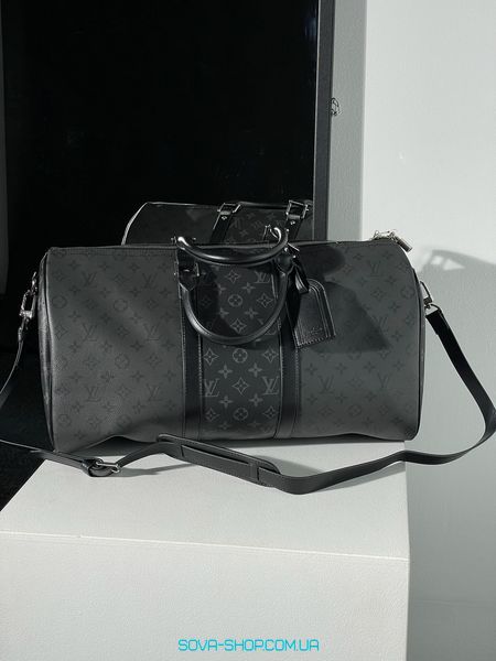 Унисекс сумка Louis Vuitton Keepall Bandouliere Reverse Monogram Eclipse Canvas 50 Black Premium фото