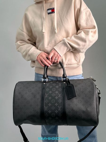 Унисекс сумка Louis Vuitton Keepall Bandouliere Reverse Monogram Eclipse Canvas 50 Black Premium фото