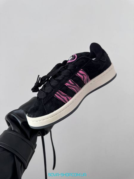 Женские кроссовки Adidas Campus 00s Black Pink Zebra фото