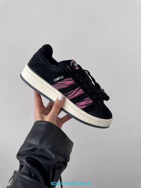 Женские кроссовки Adidas Campus 00s Black Pink Zebra фото