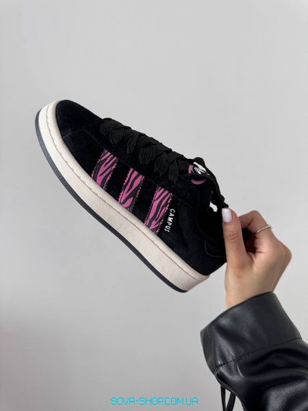 Женские кроссовки Adidas Campus 00s Black Pink Zebra фото