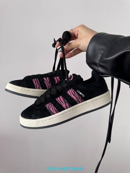 Жіночі кросівки Adidas Campus 00s Black Pink Zebra фото