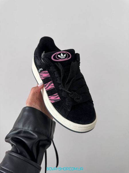 Женские кроссовки Adidas Campus 00s Black Pink Zebra фото