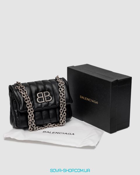 Женская сумка Balenciaga Monaco Mini Chain Bag Black/Silver Premium фото