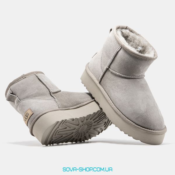 Женские зимние ботинки UGG Mini Platform Light Grey Premium фото