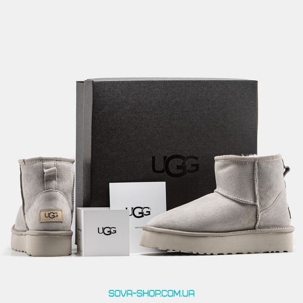 Жіночі зимові ботинки UGG Mini Platform Light Grey Premium фото