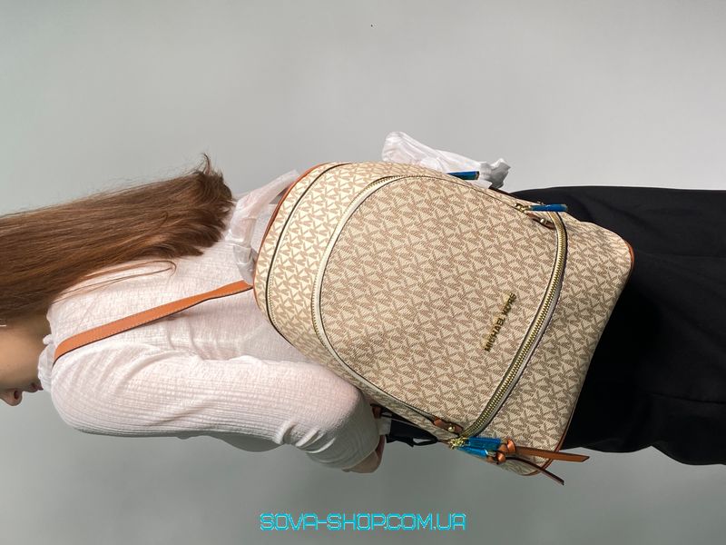 Женский рюкзак Michael Kors Large Rhea Logo Backpack Ivory Premium фото