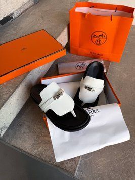 Жіночі шльопанці Hermes Empire Sandal Blanc White Premium фото