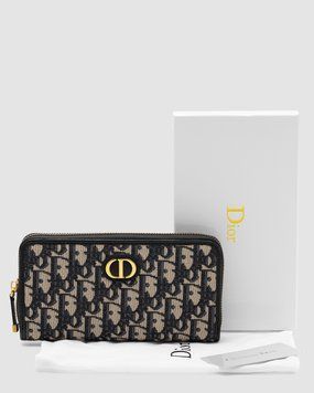 Кошелёк Christian Dior 30 Montaigne Wallet Blue Oblique Jacquard Premium фото