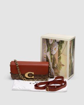 Женская сумка Coach Idol Bag 23 In Signature Canvas With Snakeskin Detail Premium фото