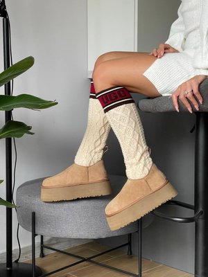 Жіночі зимові ботинки UGG Sweater Letter Boots Chestnut Premium фото