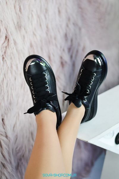 Жіночі кросівки Oversized Sneakers Black Metal Toe Alexander McQueen фото