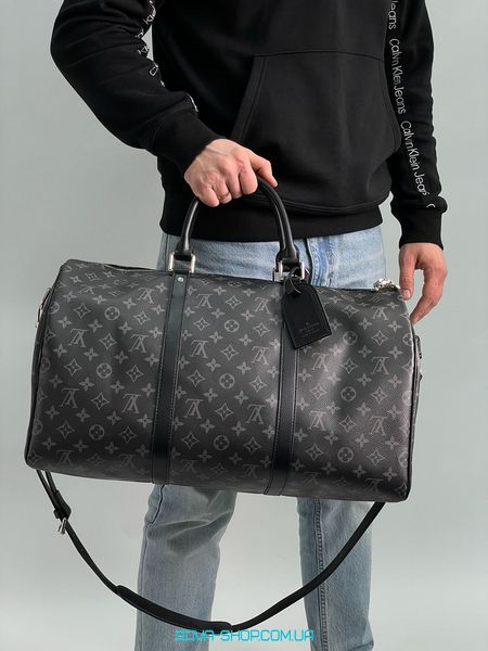 Унисекс сумка Louis Vuitton Keepall 50 Eclipse Grey Premium фото