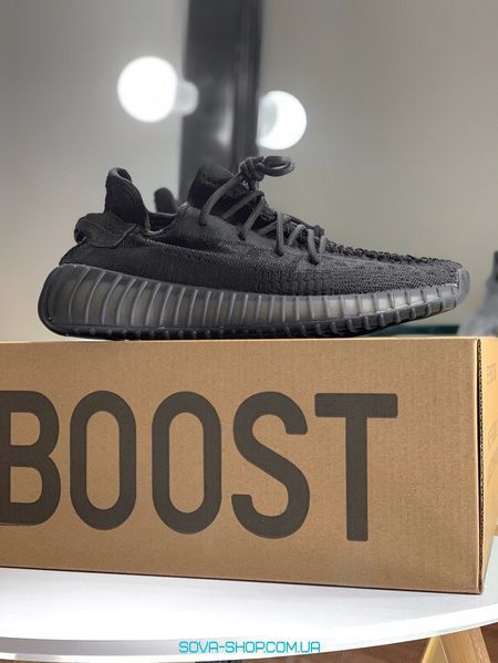 Чоловічі та жіночі кросівки Yeezy Boost 350 v2 Black (БЕЗ рефлектива) Adidas фото