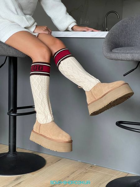 Женские зимние ботинки UGG Sweater Letter Boots Chestnut Premium фото