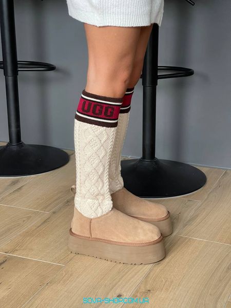 Женские зимние ботинки UGG Sweater Letter Boots Chestnut Premium фото