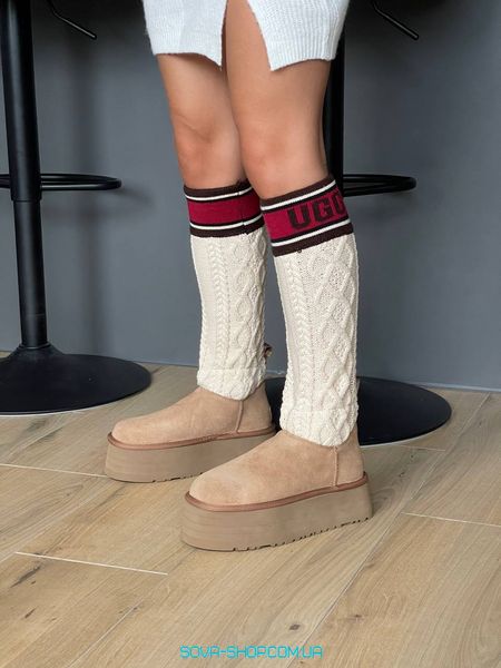 Женские зимние ботинки UGG Sweater Letter Boots Chestnut Premium фото