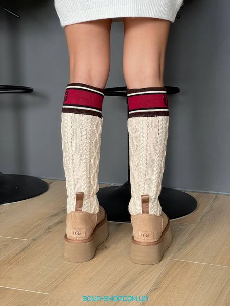 Женские зимние ботинки UGG Sweater Letter Boots Chestnut Premium фото