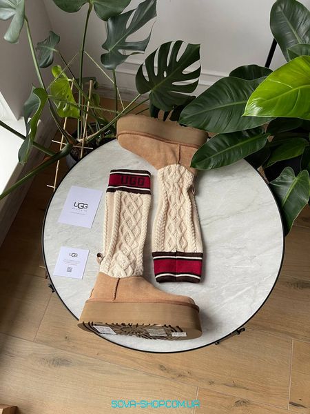 Женские зимние ботинки UGG Sweater Letter Boots Chestnut Premium фото