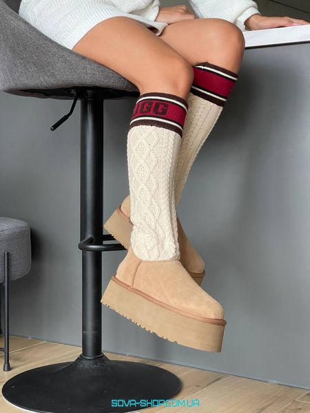 Жіночі зимові ботинки UGG Sweater Letter Boots Chestnut Premium фото