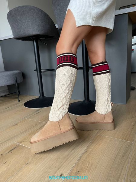 Жіночі зимові ботинки UGG Sweater Letter Boots Chestnut Premium фото