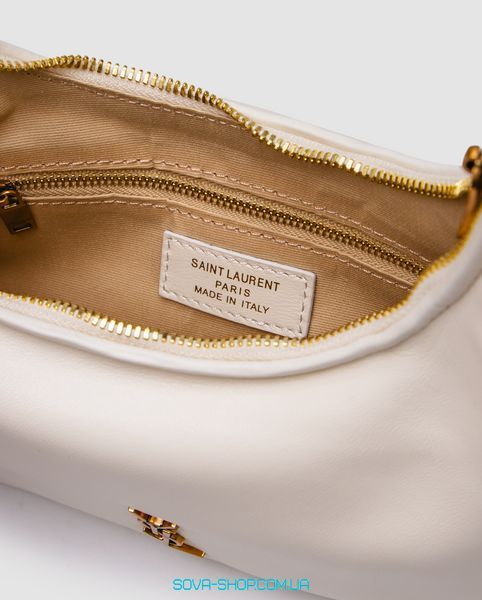 Жіноча сумка Yves Saint Laurent Calypso Hobo in Plunged Lambskin White/Gold Premium фото
