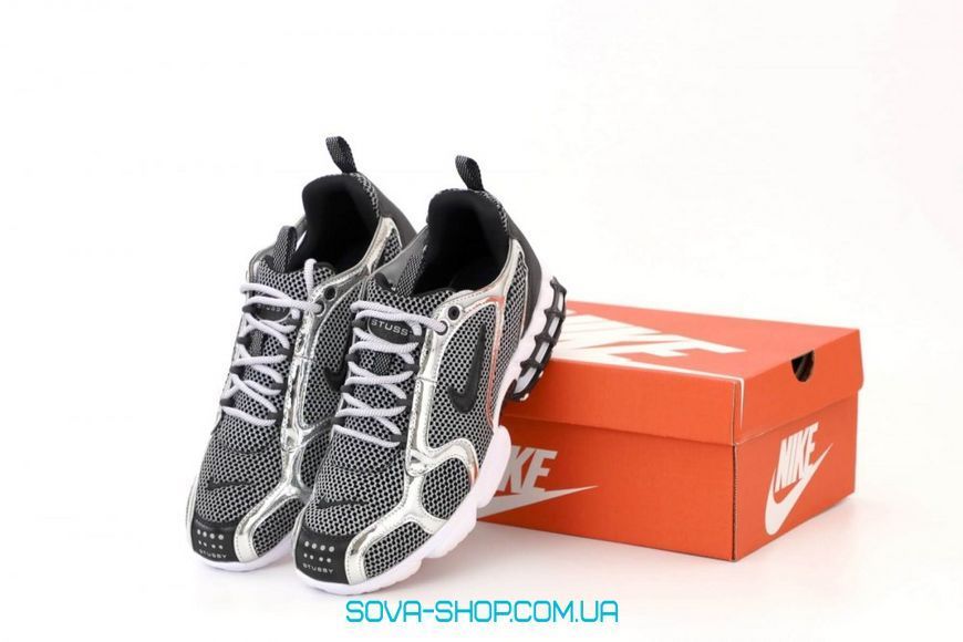 Чоловічі кросівки Nike x St&uuml;ssy Air Zoom Spiridon Cage 2 "Black Silver" фото