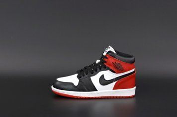 Зимові чоловічі та жіночі кросівки Nike Air Jordan 1 White Black Red фото