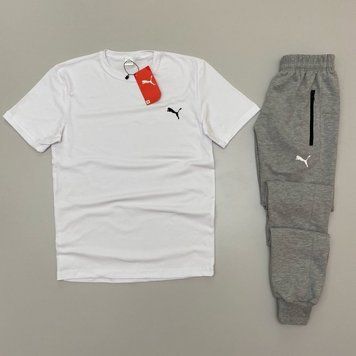 Чоловічий набір: футболка-штани Puma сірий, білий фото