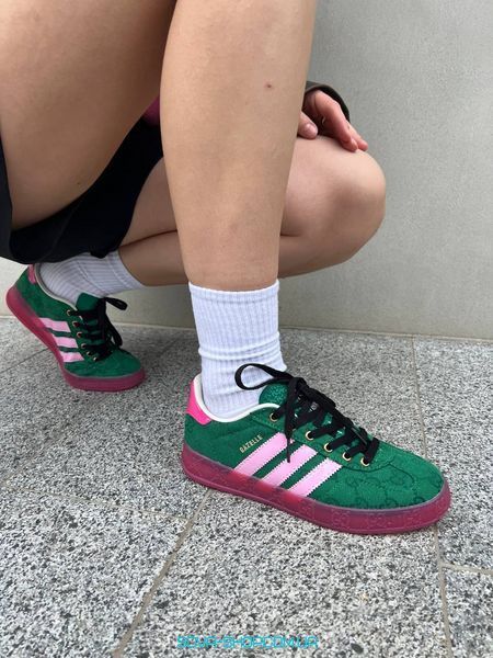 Жіночі кросівки Adidas Gucci x Gazelle Green Pink фото