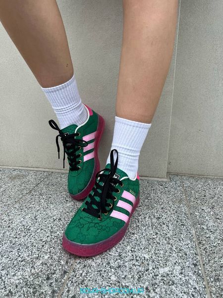 Жіночі кросівки Adidas Gucci x Gazelle Green Pink фото