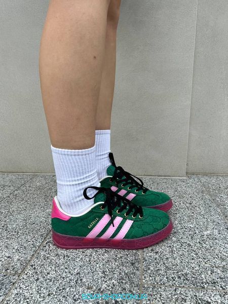 Жіночі кросівки Adidas Gucci x Gazelle Green Pink фото