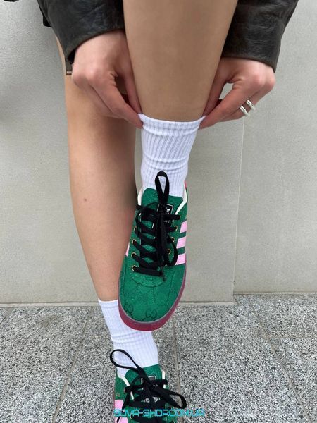 Жіночі кросівки Adidas Gucci x Gazelle Green Pink фото