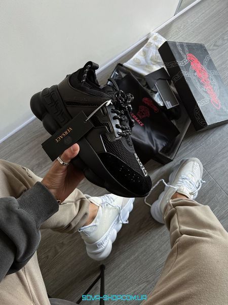 Жіночі та чоловічі кросівки Versace Chain Reaction Triple Black Premium фото