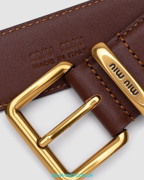 Ремень Miu Miu Leather Belt Brown Premium фото