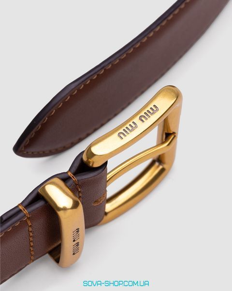 Ремень Miu Miu Leather Belt Brown Premium фото